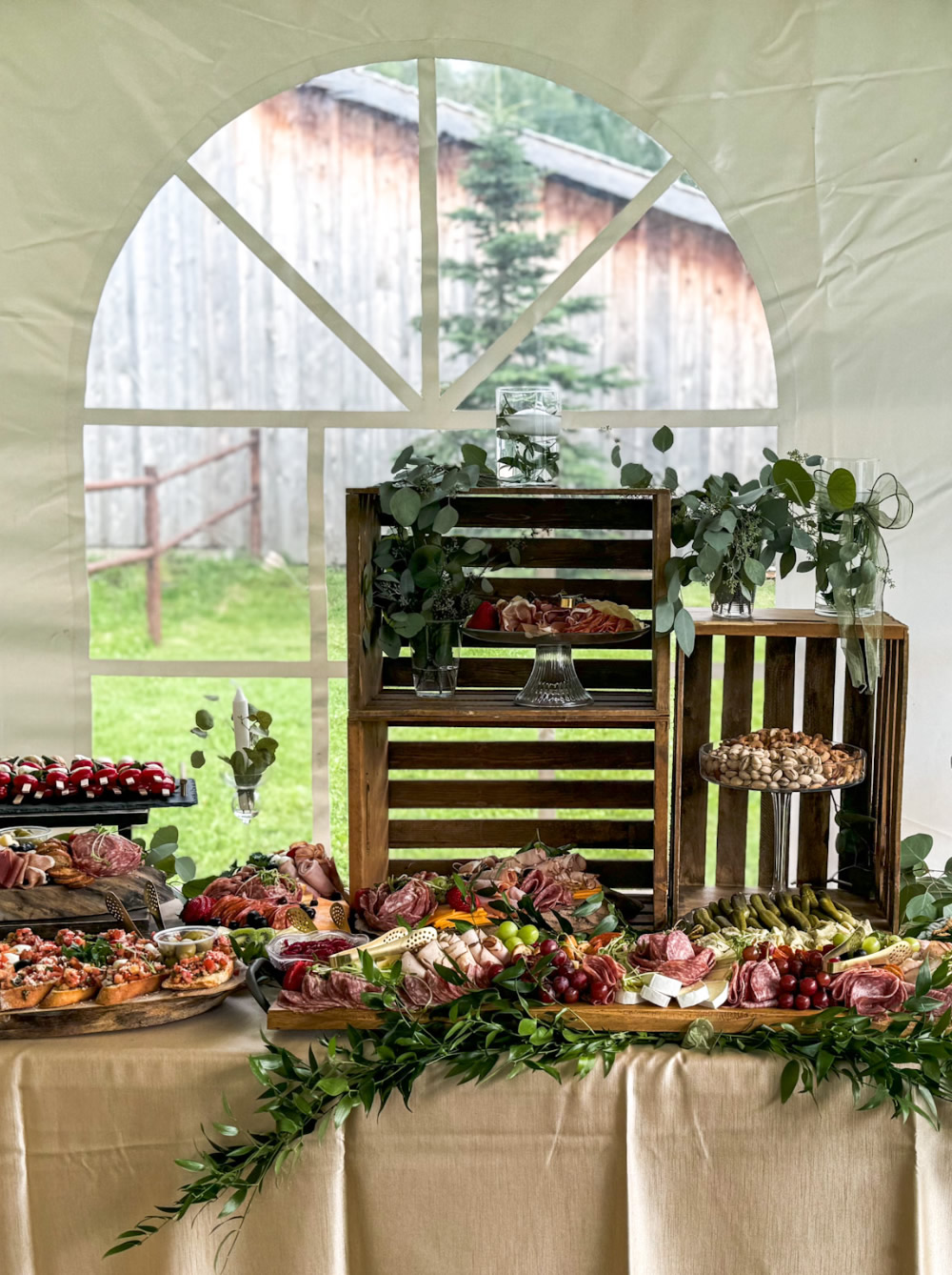 charcuterie tray, table